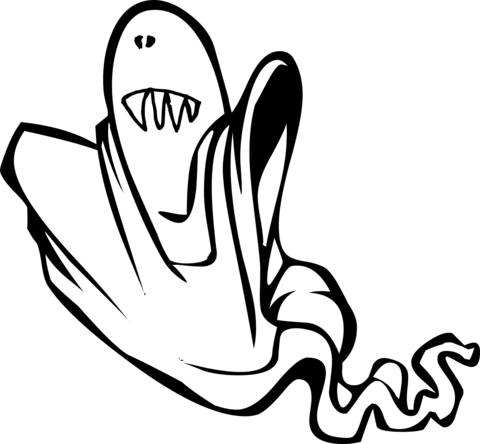 Floating Ghost Teeth Coloring Page